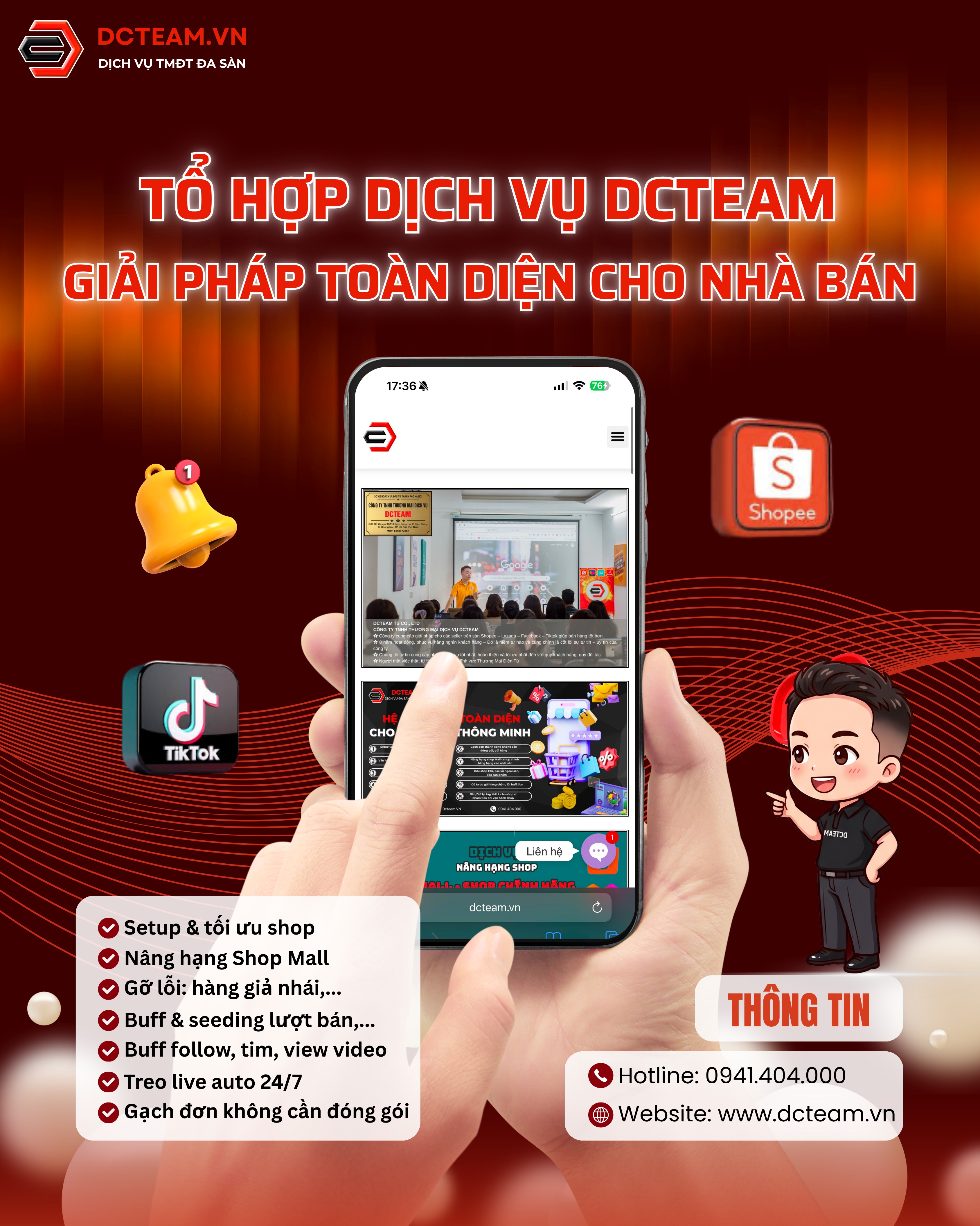 Tổ hợp dịch vụ DCTEAM cho nhà bán Shopee
