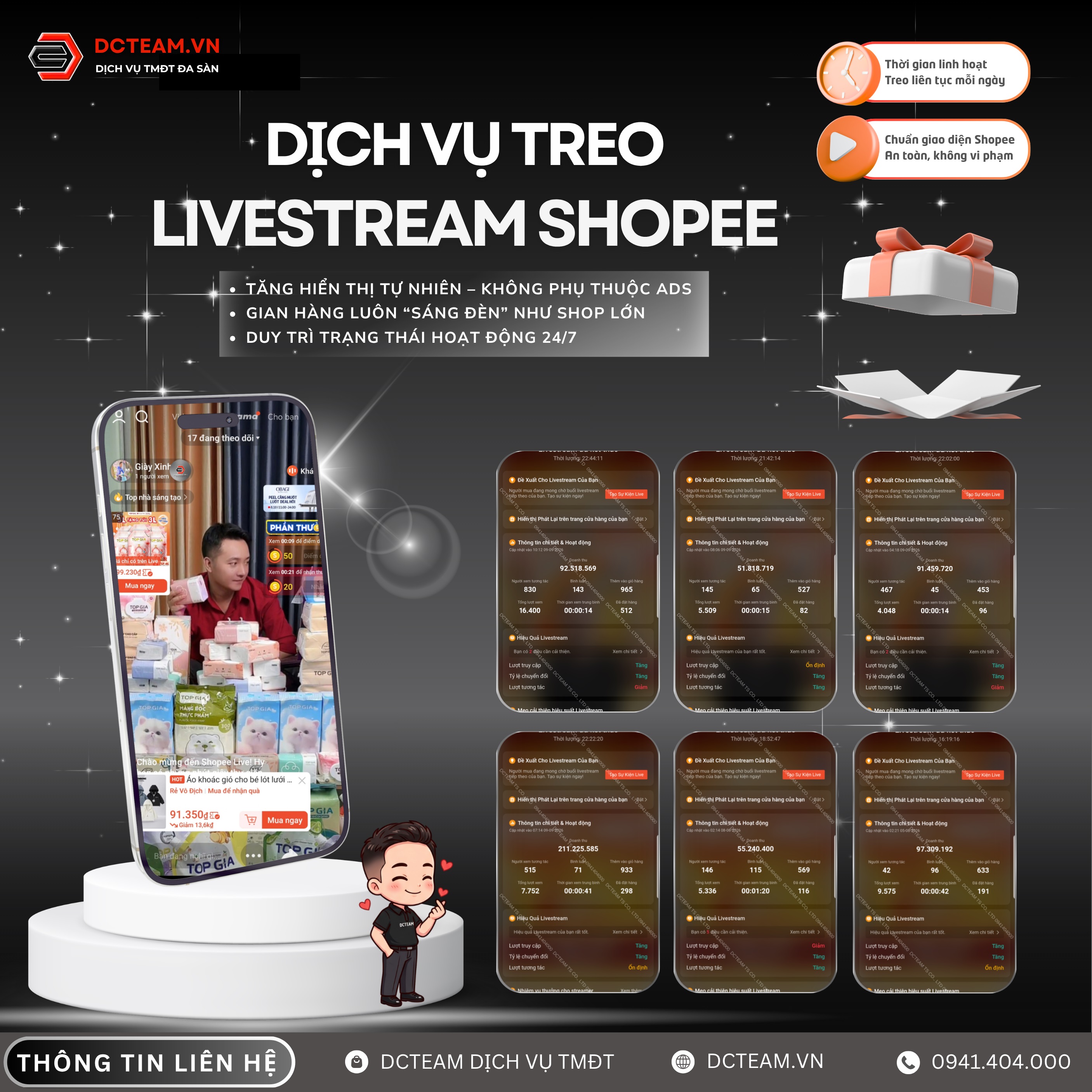 Dịch vụ Treo Livestream Shopee 24/7