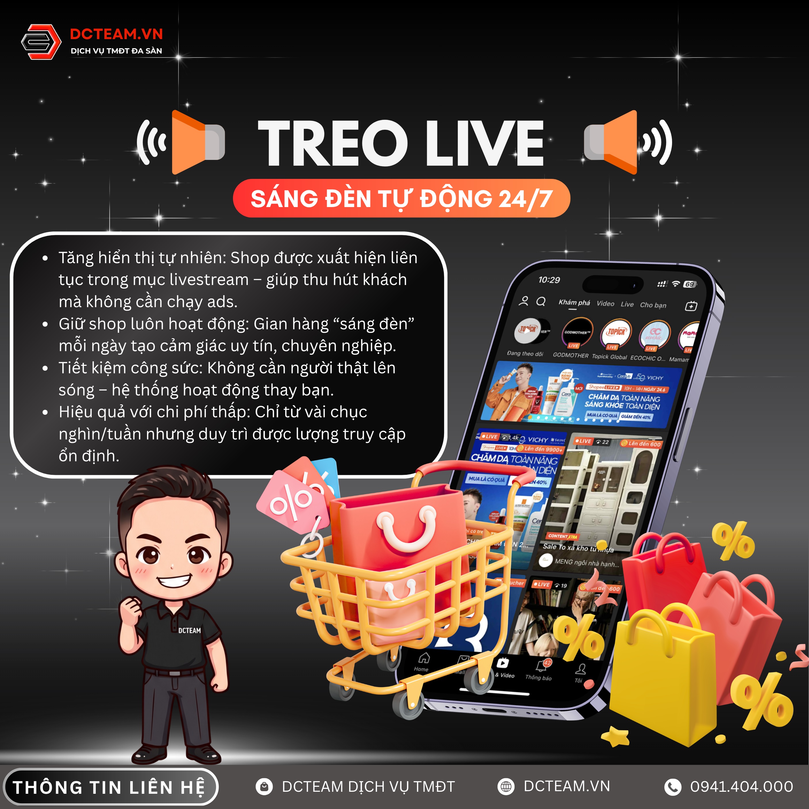 Dịch vụ Treo Live Shopee 3